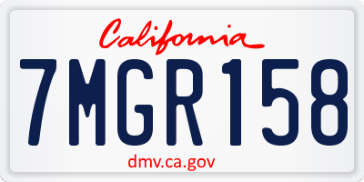 CA license plate 7MGR158