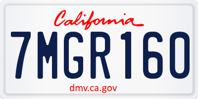 CA license plate 7MGR160