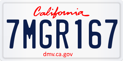 CA license plate 7MGR167