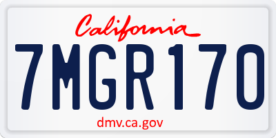 CA license plate 7MGR170