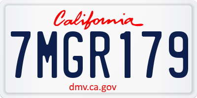 CA license plate 7MGR179