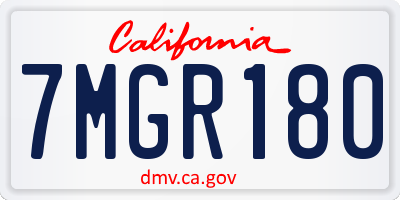CA license plate 7MGR180