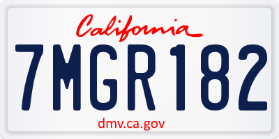 CA license plate 7MGR182