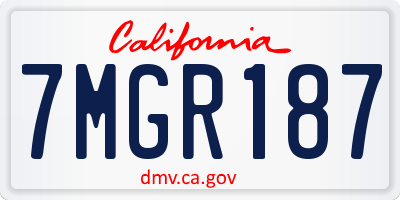 CA license plate 7MGR187