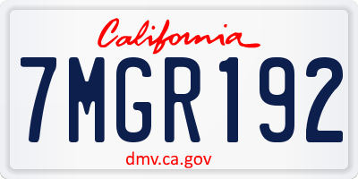 CA license plate 7MGR192