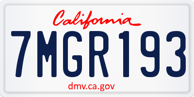 CA license plate 7MGR193