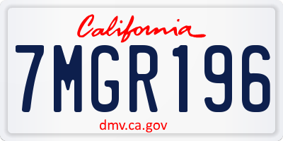 CA license plate 7MGR196