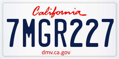 CA license plate 7MGR227