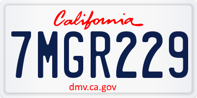CA license plate 7MGR229