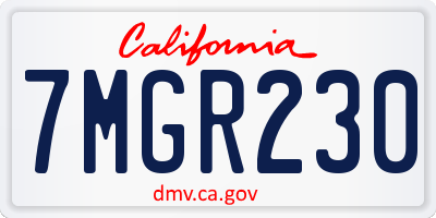 CA license plate 7MGR230