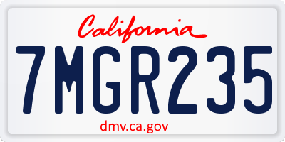 CA license plate 7MGR235