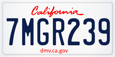 CA license plate 7MGR239