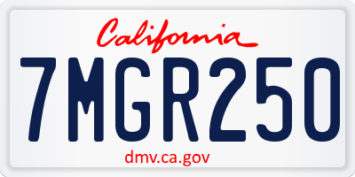 CA license plate 7MGR250