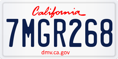 CA license plate 7MGR268