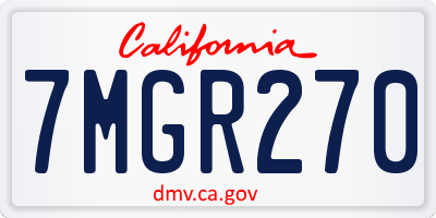 CA license plate 7MGR270