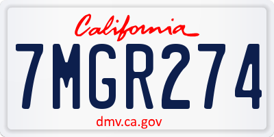 CA license plate 7MGR274