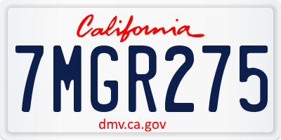 CA license plate 7MGR275