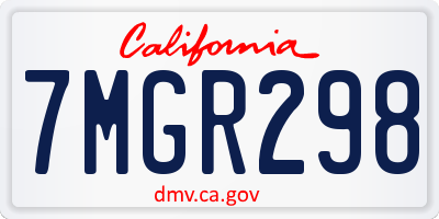 CA license plate 7MGR298