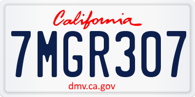CA license plate 7MGR307