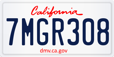 CA license plate 7MGR308