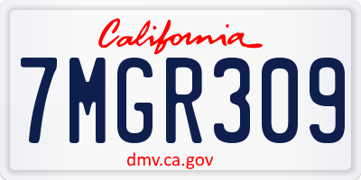 CA license plate 7MGR309