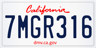 CA license plate 7MGR316