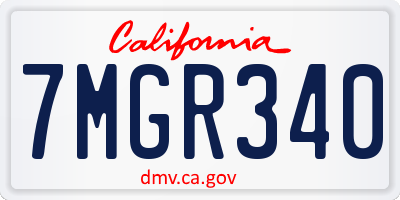 CA license plate 7MGR340