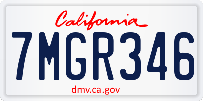 CA license plate 7MGR346