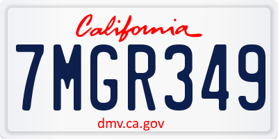 CA license plate 7MGR349