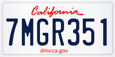 CA license plate 7MGR351