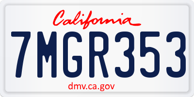 CA license plate 7MGR353