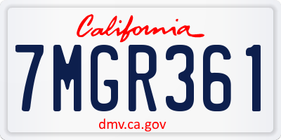 CA license plate 7MGR361