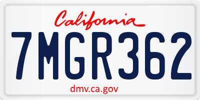 CA license plate 7MGR362