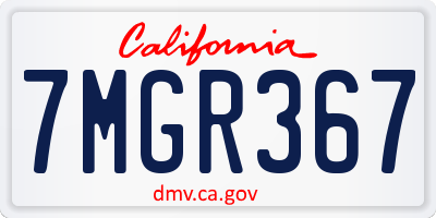 CA license plate 7MGR367