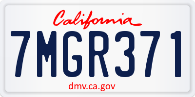 CA license plate 7MGR371
