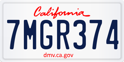 CA license plate 7MGR374