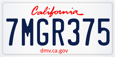 CA license plate 7MGR375