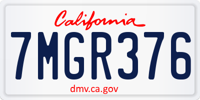 CA license plate 7MGR376