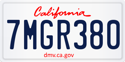 CA license plate 7MGR380