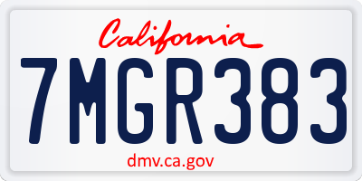 CA license plate 7MGR383