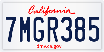 CA license plate 7MGR385