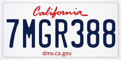 CA license plate 7MGR388