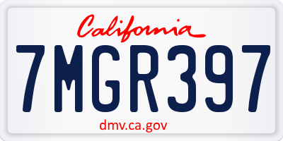 CA license plate 7MGR397