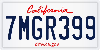 CA license plate 7MGR399