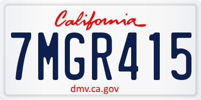 CA license plate 7MGR415