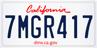 CA license plate 7MGR417