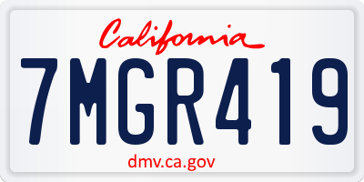 CA license plate 7MGR419