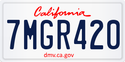 CA license plate 7MGR420