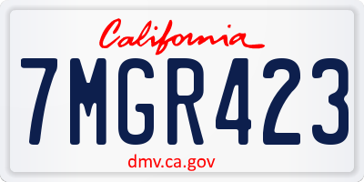 CA license plate 7MGR423