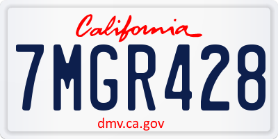 CA license plate 7MGR428